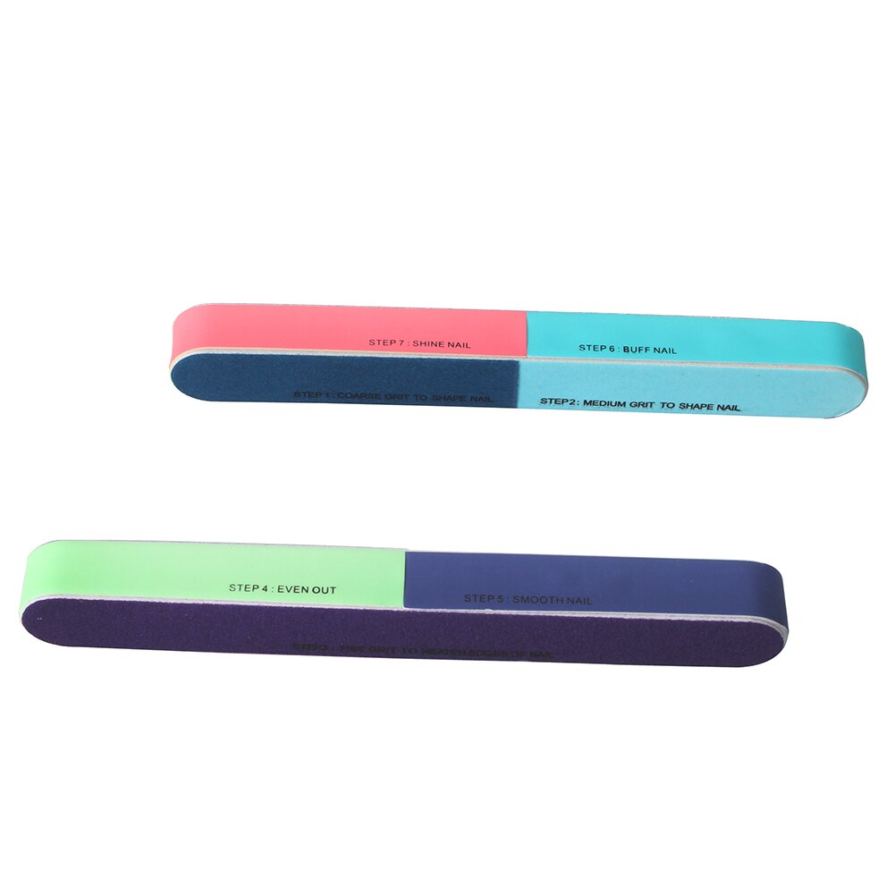3 stuks professionele 7 -weg vijlen, buffer, schuurblok, nail art, manicure, pedicure, shiner
