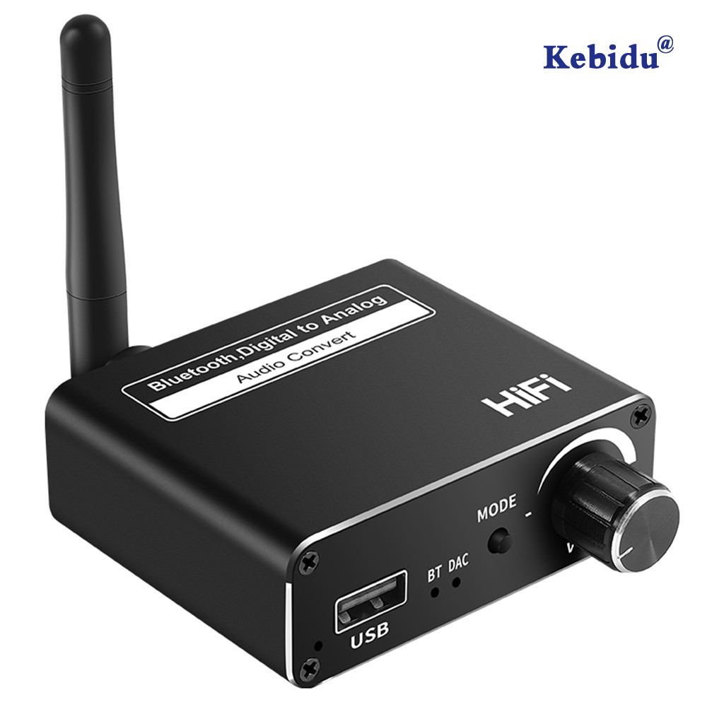 Kebidu Dac Usb Converter Met Hoofdtelefoon Versterker Bluetooth Audio Naar Analoge 3.5Mm D18 Audio Adapter Ondersteuning APT-X Lage Latency