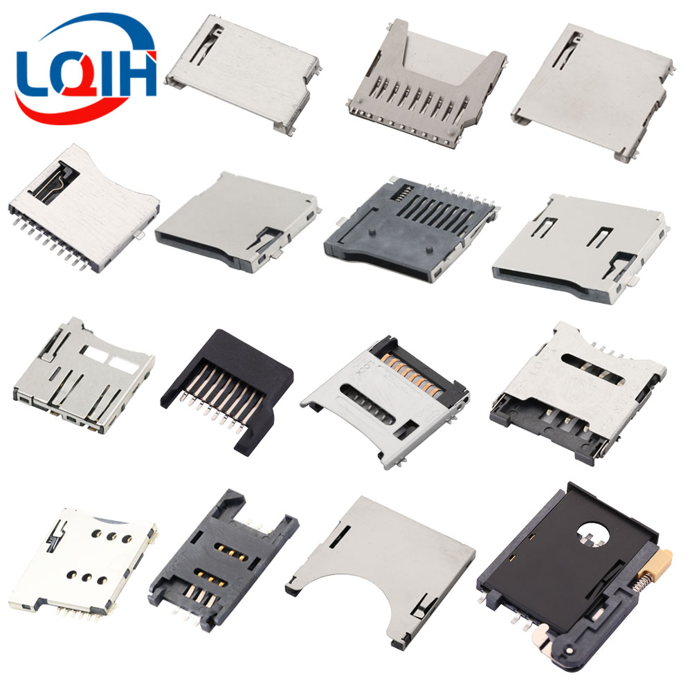 Suporte para cartão SD/MINI/TF/SIM/NANO/MICRO Slot para cartão Módulo de memória Corpo longo Corpo curto com conector autoelástico