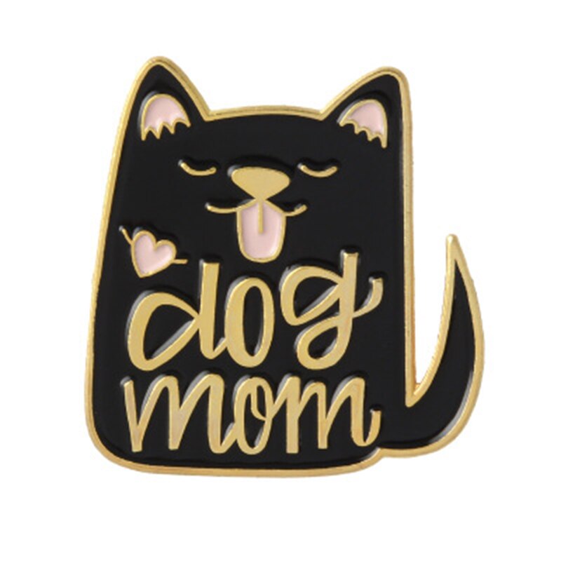 Gato engraçado dos desenhos animados esmalte pino cão mãe e gato senhora broches preto branco animal filhote de cachorro gatinho crachá jóias presente para crianças amigos: Style 1