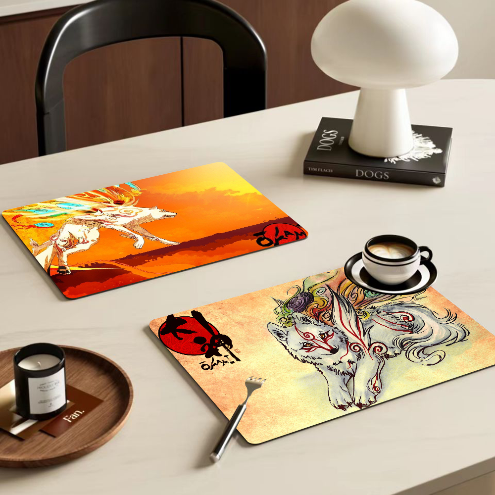 Jeu vidéo Okami Japanese Culture Kitchen Proximity Ining Polymers, Non-ald Drain Dish Mats, Coffee Pad, Heat Degree Napperon, Dinnerware