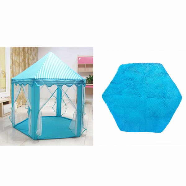 Folding Tipi Children Tent Play House Teepee Portable Toy Tents for Kids Baby Girl Boy Outdoor Indoor Playhouse Princess Castle: Tent and Mat Blue