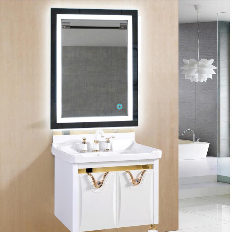 LED 5050 Wall Bathroom Lighted Mirror Wall Mount Makeup Mirror With Touch Button For Home Hotel Bathroom Stylish HWC