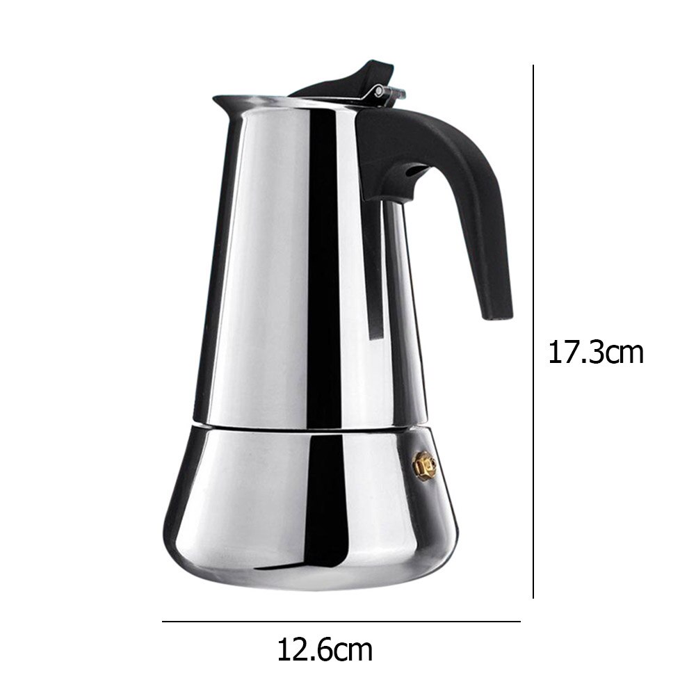 Spis moka kaffekanna rostfritt stål kaffebryggare moka espresso percolator spishäll kaffebryggare kruka 100/200/300/450 ml: 200ml