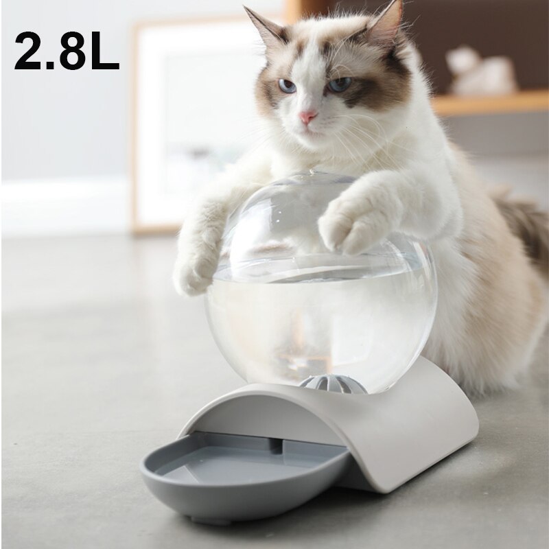 Bol d&#39;eau à bulles pour chat, distributeur automatique d&#39;eau, fontaine pour chats, grand bol à boisson, sans électricité 2,8 l