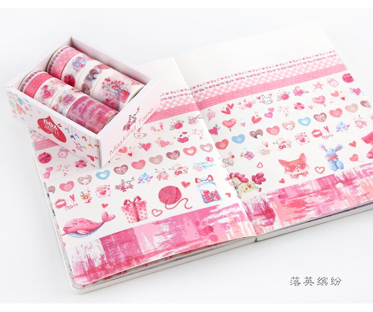 Ruban Washi décoratif avec chansons d'amour sous les étoiles, ruban de masquage décoratif pour bricolage, fournitures scolaires et de bureau, pour bricolage, 10 pièces/paquet: 03