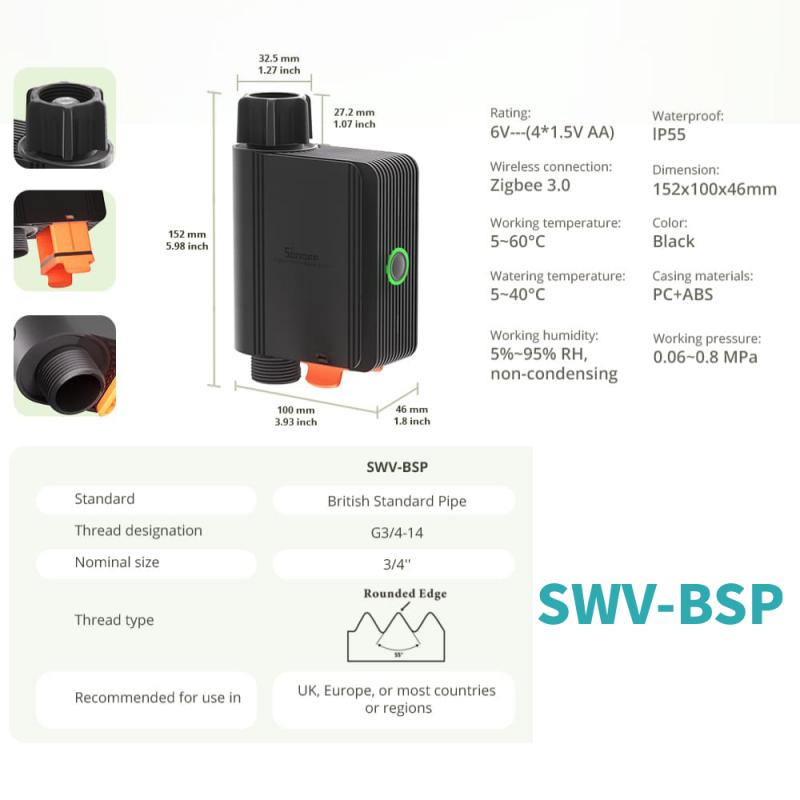 SONOFF SWV zawór wodny kran Zigbee inteligentny kontroler nawadniania Systerm Timer App sterowanie głosem za pośrednictwem Alexa Google Home Assistant: Bundle1