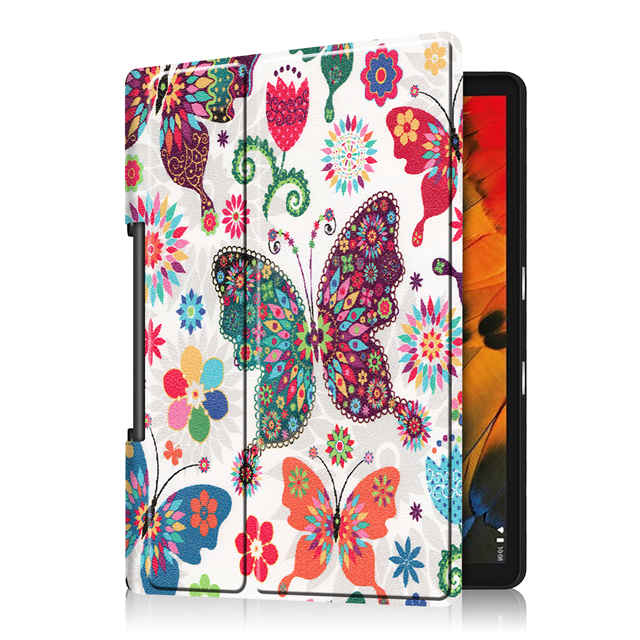 IBuyiWin magnetyczna skóra poliuretanowa etui na lenovo Yoga zakładka 5 YT-X705F 10.1 cala Tablet Funda Capa pokrywa do jogi Smart Tab + Film + długopis: Butterfly