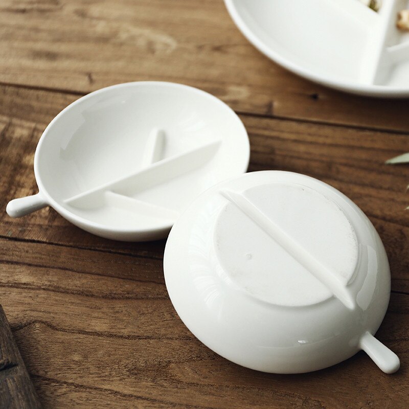 Leaves Split Plate Ceramic Split Plate Plate Breakfast Ceramic Plate Cartoon Children's Plate Home Baby Tableware Break