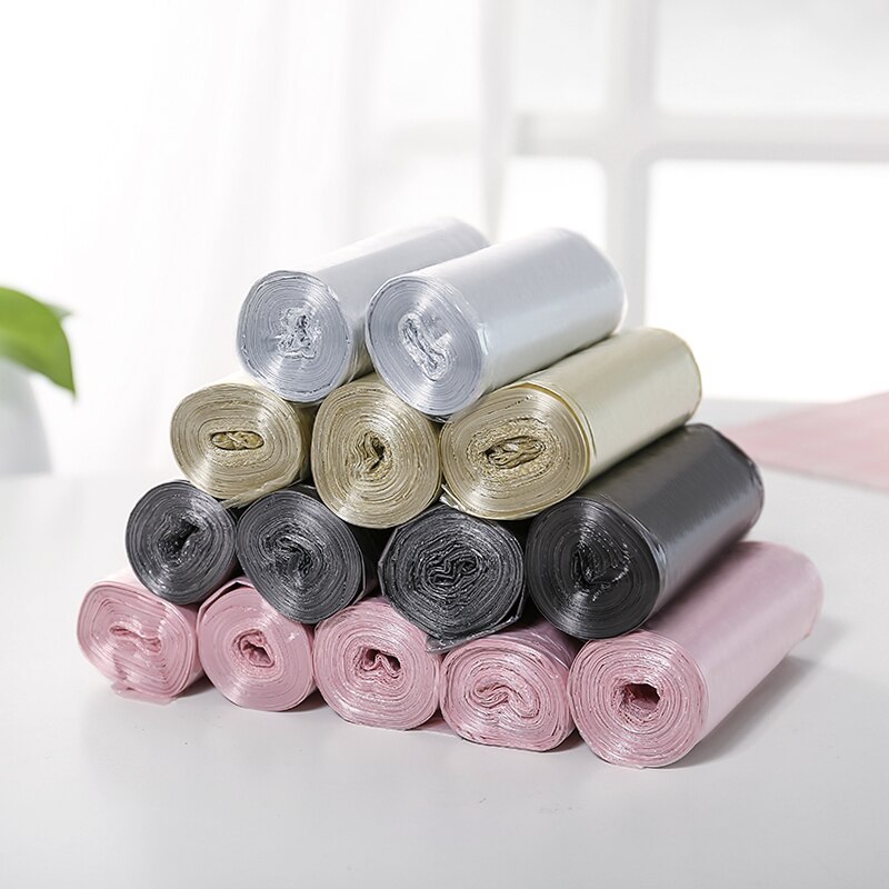 100pcs/pack Household Disposable Plastic Bags Silver Steel Point-off Refuse Bag Trash Bags