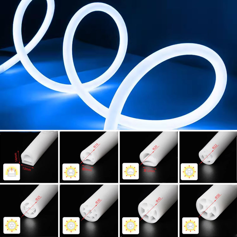 360-Grad-Lumineszenz, rundes Silikagel, flexibles Licht, IP67, wasserdicht, LED-Neonseil, Röhre, weiche Lampe, DIY-Kronleuchter-Zubehör