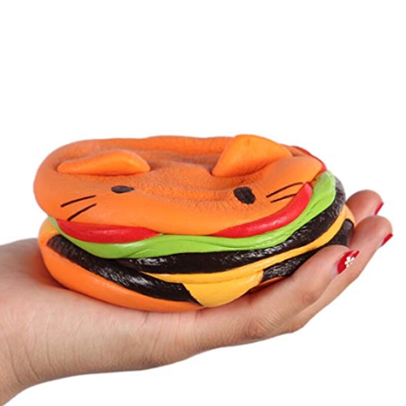 Jumbo Katze Gesicht Burger Squishy Simulierte Brot PU Duft Weich Langsam steigend quetschen Spielzeug betonen Linderung Baby Art Spielzeug Weihnachten