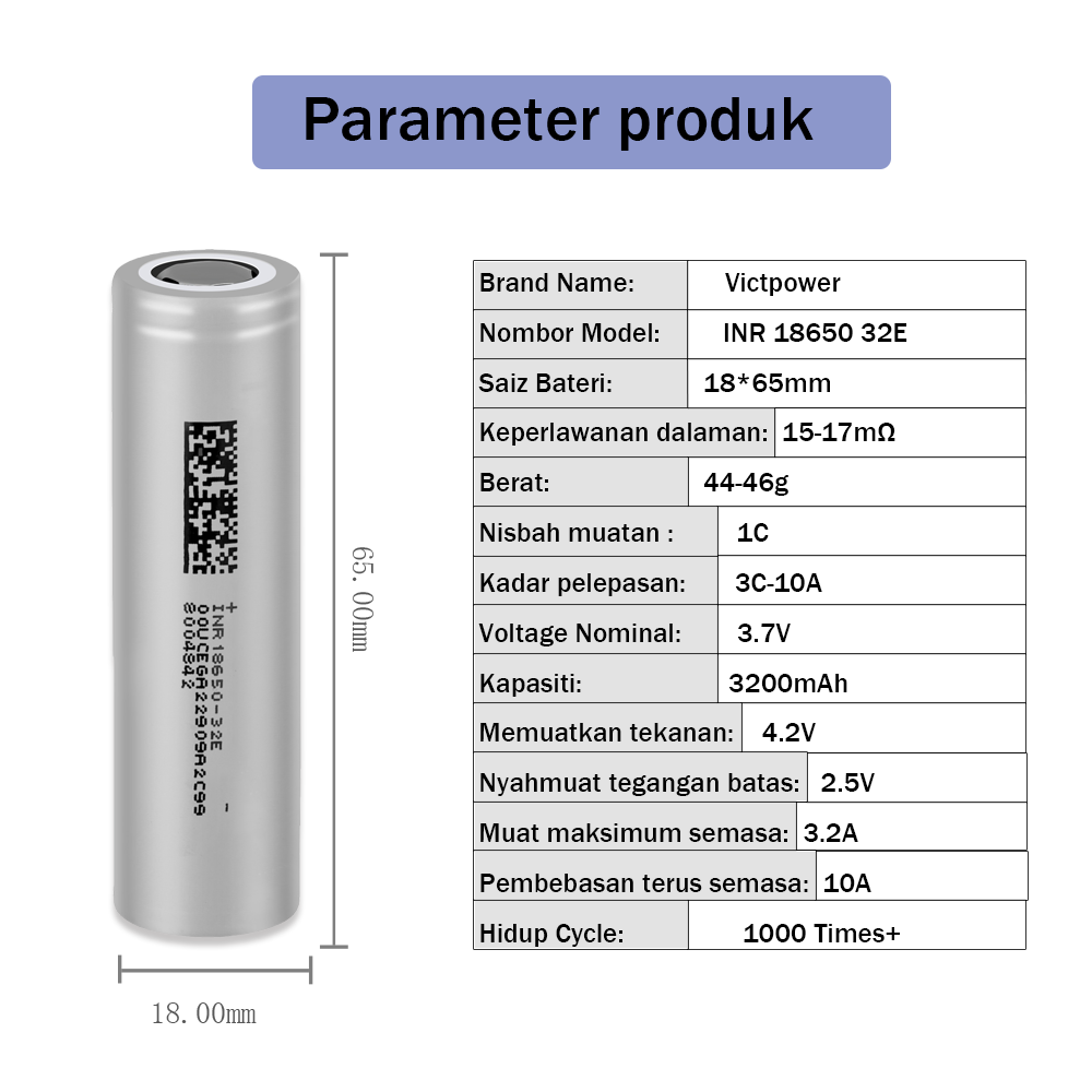 Batteria ricaricabile DMEGC 26E NCM di grado A + migliore qualità INR18650 3.7V 2600mAh batterie agli ioni di litio cilindriche agli ioni di litio per: Avorio