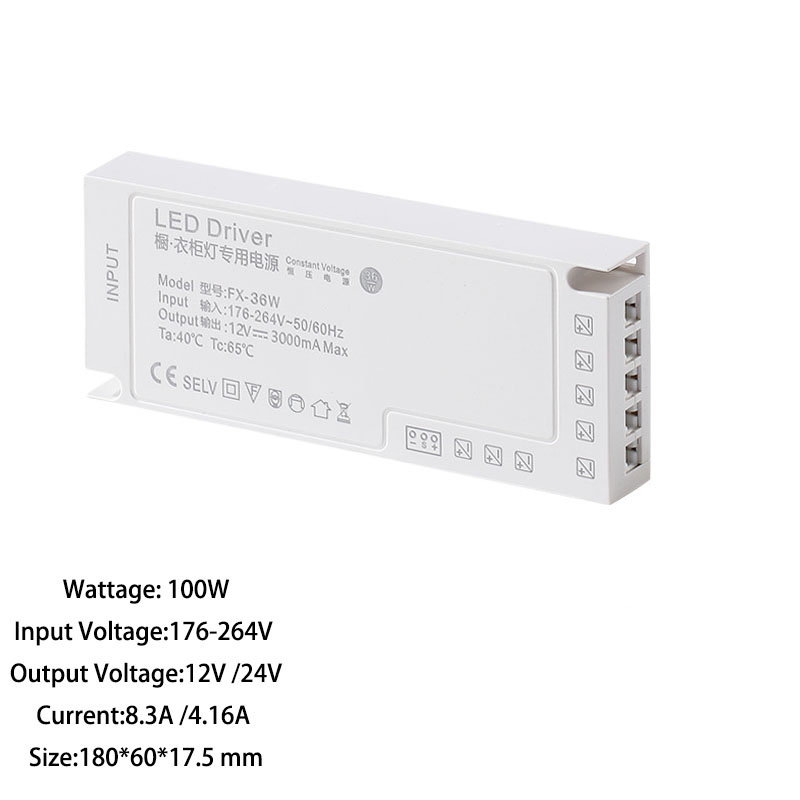 Led Cabinet Light Strip Licht Transformator Dc 12V 24V Verlichting Voeding Dupont Poort Driver 24W 36W 60W 100W 150W: Goud / 380v
