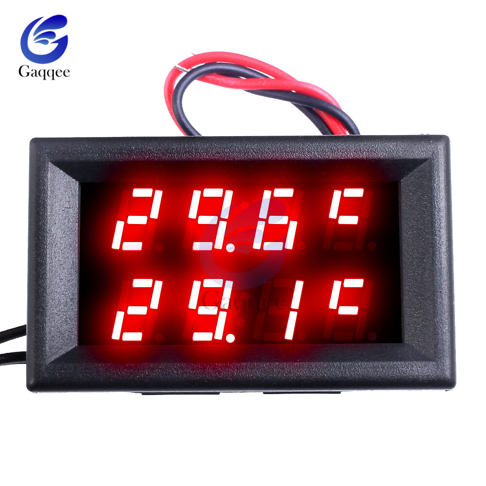 Dc 4v-28v mini dobbelt display digital temperaturregulator temperaturføler termometer testkontrol + vandtæt ntcprobe: 4 cifre 4v-28v røde