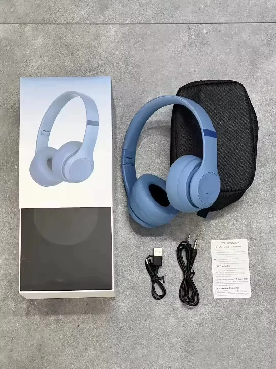 Solo 4 kabellos-Kopfhörer-Headset-Kopfhörer mit Geräuschunterdrückung, Audio--Kopfhörer, Studio-3-Kopfhörer: Blau