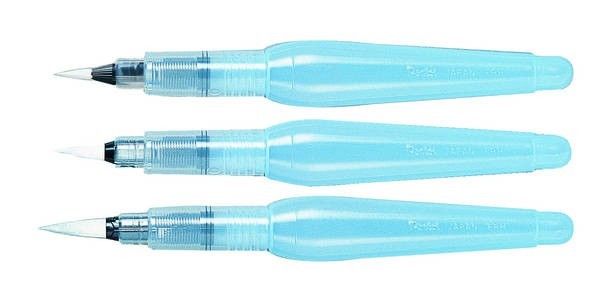 Pentel Aquash Water Brush Pen Set Een Van Elk Van Fijne, Medium & Brede Borstel Pen