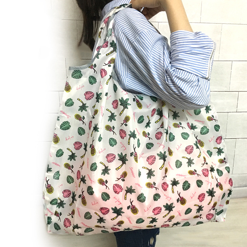 Reusable Foldable Shopping Bag Eco Floral Tote Handbag Convenient Storage Bags Large Capacity Portable Shoulder Bags