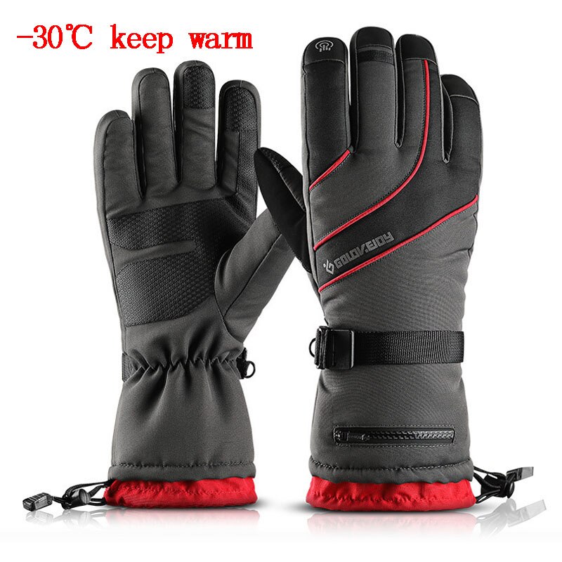 Gants de Ski d'hiver pour la neige, Sport de plein air pour femmes et hommes, imperméables et chauds, pour moto, écran tactile, gants de Ski de Snowboard: Rouge / L