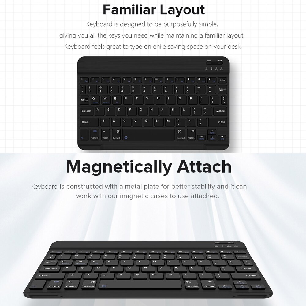 10.1 Inch Bluetooth Wireless Keyboard Voor Teclast Tabletten Laptops Engels Toetsenbord Oplaadbare Voor Android Ios Windows System