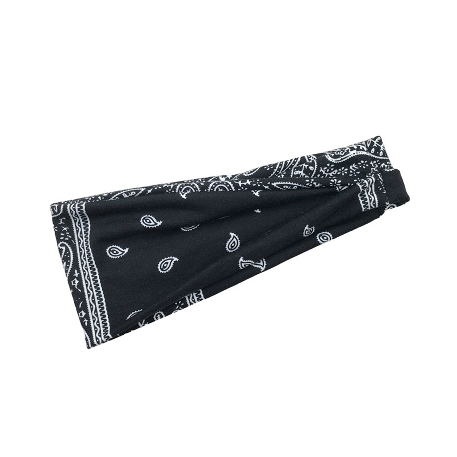 Diademas bohemias, bandas para el cabello de Cachemira, turbante anudado, diadema elástica, envolturas para la cabeza, diademas de tela a rayas para mujeres y niñas: Negro