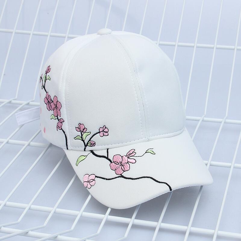 100%  bomulds baseball hatte til kvinder blomme blomstre broderi blomst hip hop afslappet snapback hætter: 3