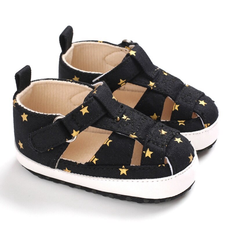 Baby Jongens Sandalen Zomer Baby Jongens Print Ademende Anti-Slip Schoenen Sandalen Peuter Zachte Zolen 0-18 monthes: Black / 0-6 months