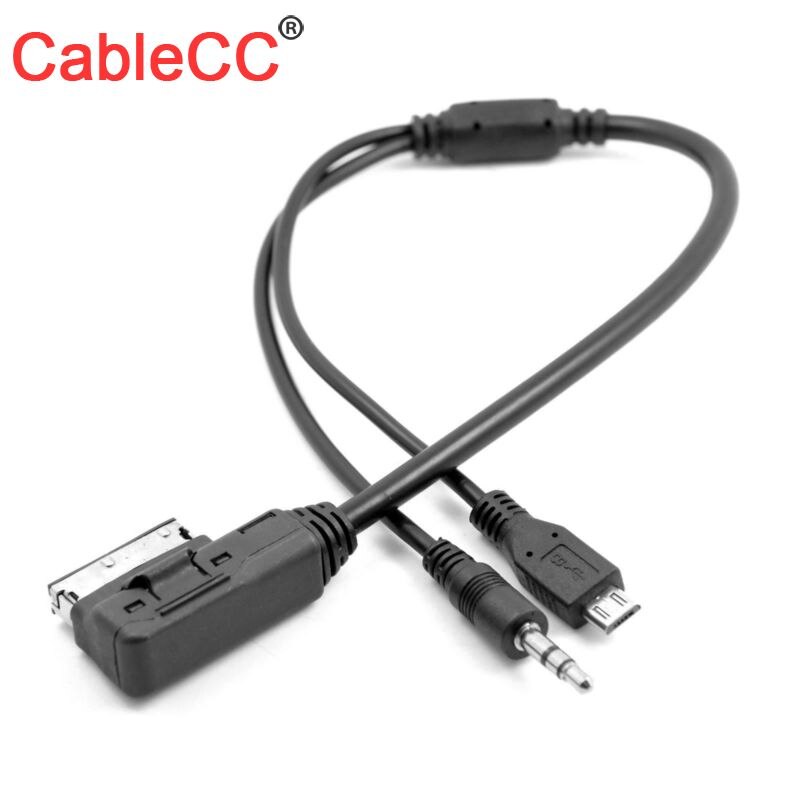 Cablecc Media In Ami Mdi Naar Stereo 3.5Mm Aux & Micro Usb Charge Adapter Kabel Voor Auto Vw