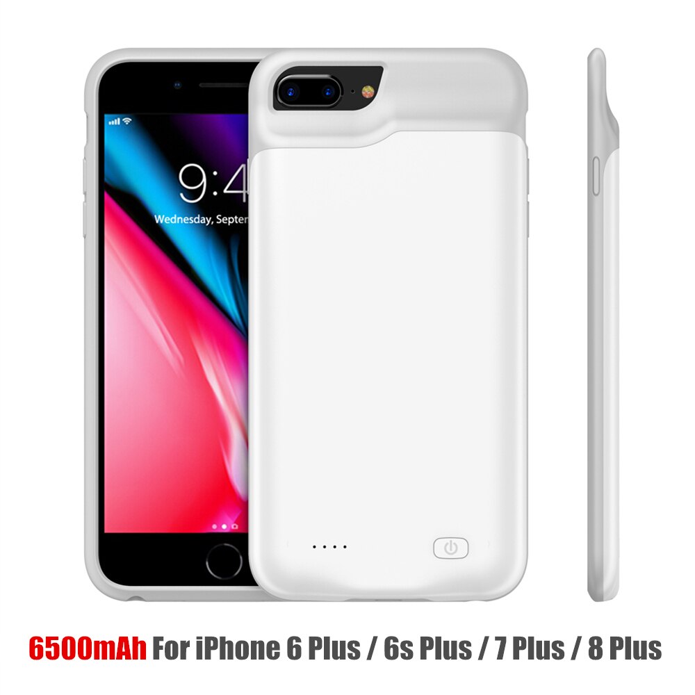 Amstar Draagbare Batterij Oplader Cases Voor Iphone 6 6S 7 8 Plus Power Bank Case Externe Batterij Opladen Pack backup Case: B18 White 678 Plus