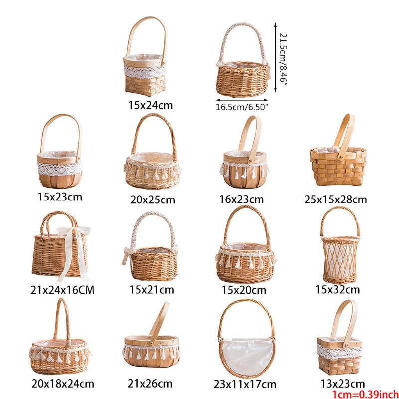 Handgemachte Natürliche Rattan Gewebt Blume Hand Korb Heimat Küche Garten Gemüse Lagerung Container Pflanzer Halfter