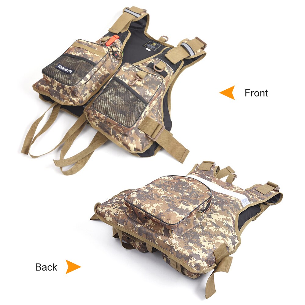 Fly Fishing Vest Life Jacket Outdoor Fishing Jacket Vest Pack with Removable Padding for Camping Hiking Photography