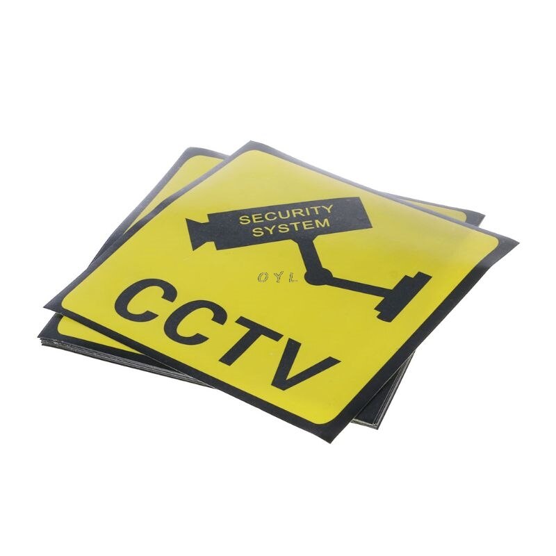 10PCS Warning Stickers for CCTV SECURITY SYSTEM Self-adhensive Safety Label Signs Decal 111mm Waterproof