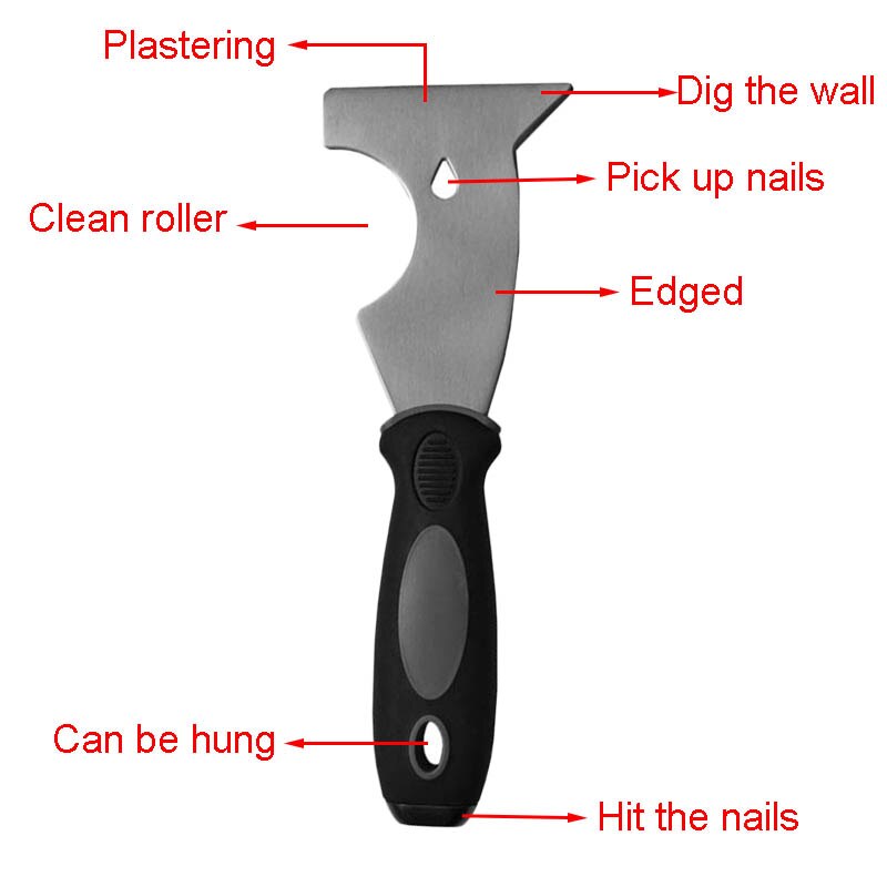 Stainless Steel Paint Putty Scraper 7 in 1 Paint Tools Filling Spatula Plaster Shovel Caulk Removal Tool Wallpaper Putty Scraper