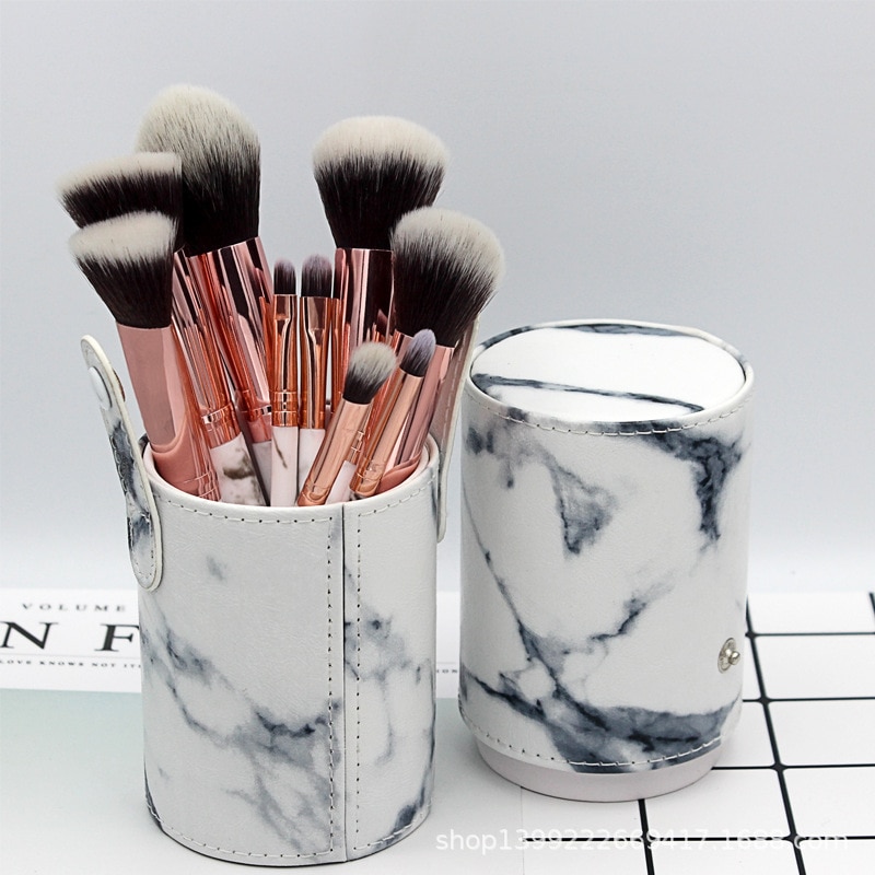 10 stk marmorering makeup børster værktøjssæt kosmetisk pudder øjenskygge foundation blush blending skønhed make up børste