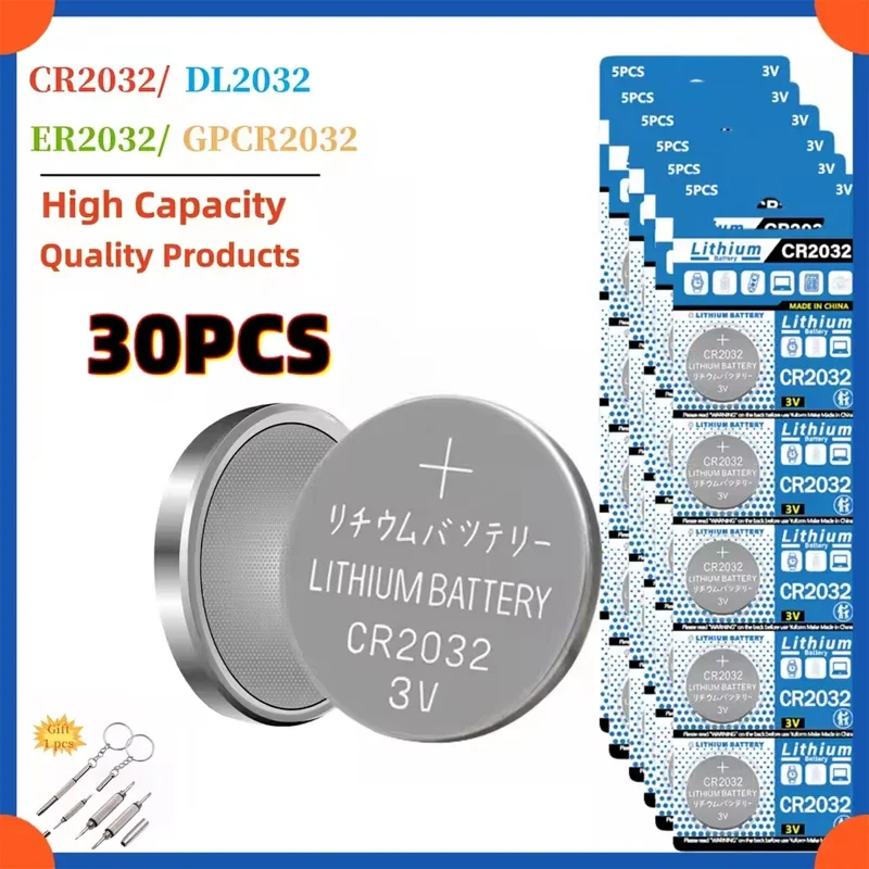 Bateria de lítio cr2032 de 200mah, cr 2032 dl2032 ecr2032, 3v, para brinquedos, relógio, calculadora, chave de carro, botão de controle remoto: Azul