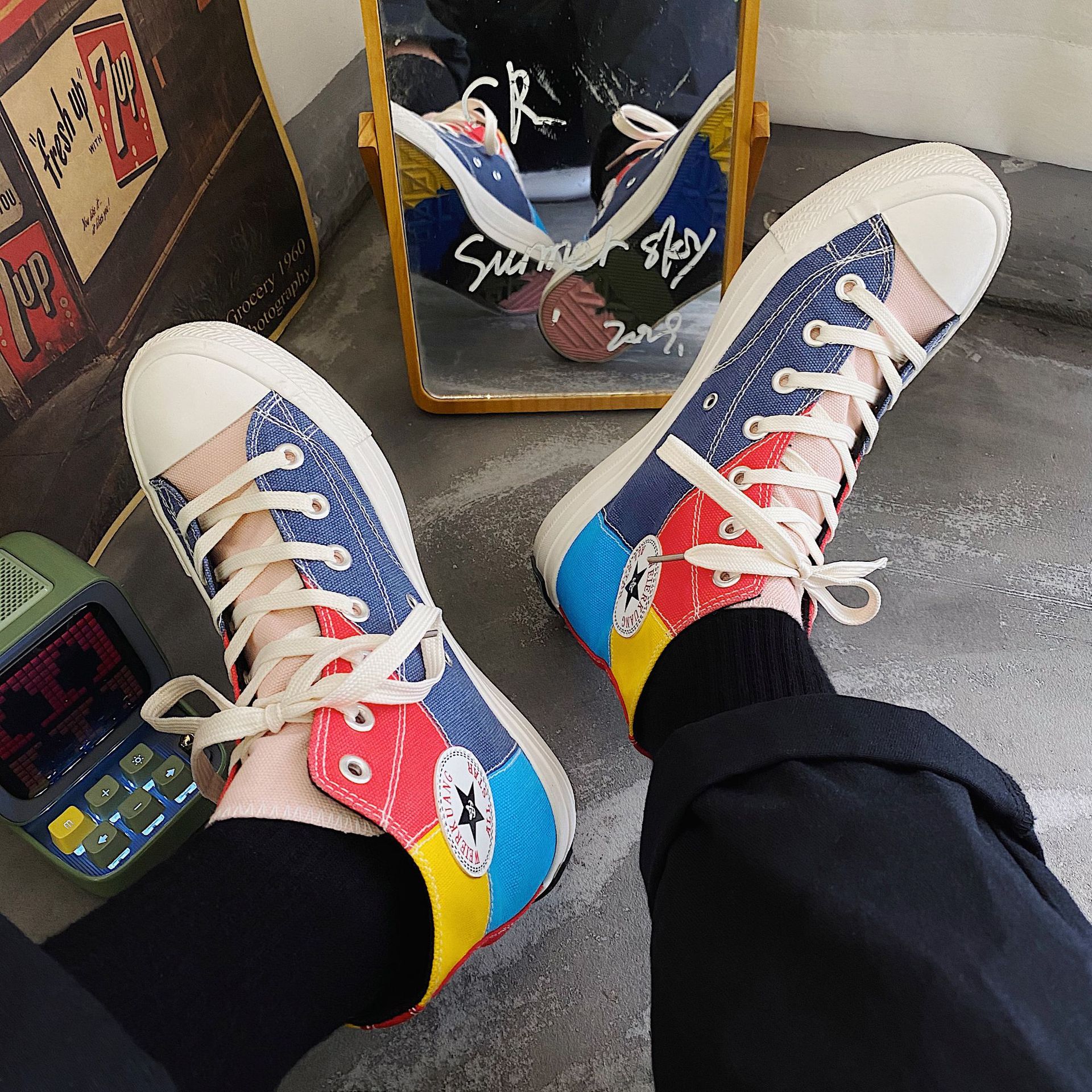 REFAFA printemps Ins haut haut chaussures en toile tendance coréenne rue applaudissement conseil chaussures et décontracté port chaussures