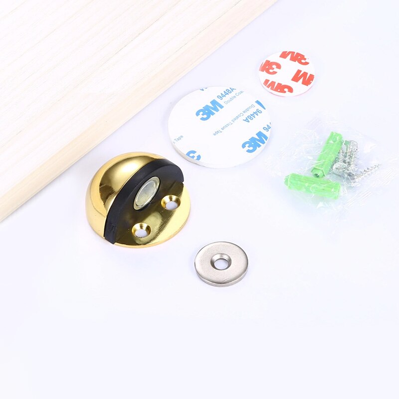 Rustfrit stål magnet dør stopper gummi dør prop anti-kollision træ toilet dør holder lås dørstop møbler hardware: Guld