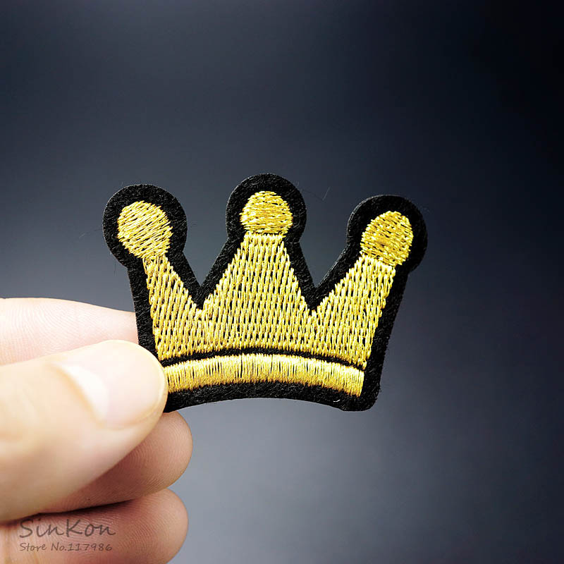 Crown Size:3.5X4.7 Cm Iron On Patch Naaien Op Geborduurde Applique Stof Voor Jas Badge Kleding Stickers