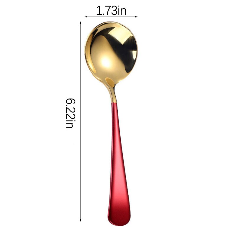 Cucharas de café elegantes de acero inoxidable para postre, utensilios de cocina, cucharas redondas de , 5 colores, 1 Uds.