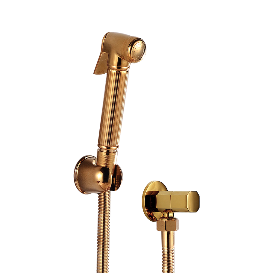 Jet Bidet Kranen Hand Held Bidet Sproeier Douche Kit Wc Bidet Kranen Goud Messing Carving Shattaf Douchekop Koperen Klep set