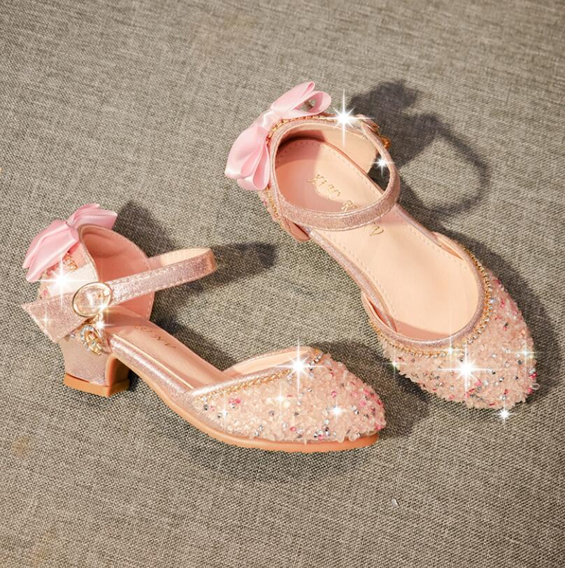 Girls Summer Shiny Sandals Rhinestone Princess Shoes
