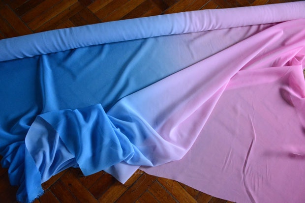100D Blue Pink Chiffon Fabric Gradient Chiffon Fabric for Dress Scarf Decoratavie Chiffon Fabric