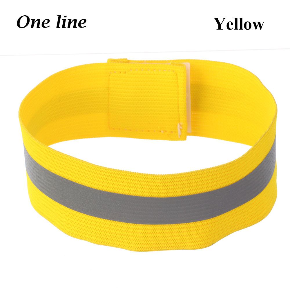 1PC Reflektierende Band Elastische Armbinde Armbinde Hand Knöchel Bein Warnung binden Gurt Nacht Sicherheit Alarm Band für Sport Radfahren: Gelb-eins Linie