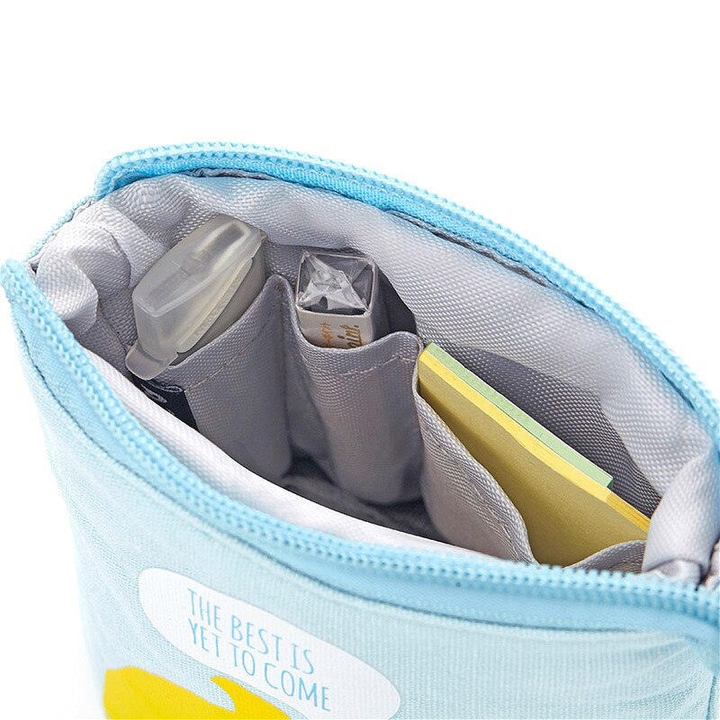 Pen Pencil Bag Case Cartoon Cute Cat Bear Sheep Canvas Fold Standing Holder Stationery Organizer Kids