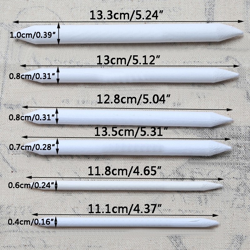 Bâton de mélange bâton à tige Tortillon | Ensemble de 6 pièces/ensemble croquis Tortillon, outil de dessin d'art, directe blanche