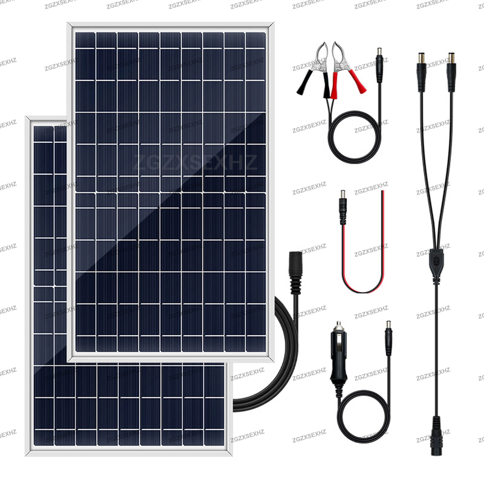 300W 12V Solpanel Kit - Komplett - 2 Paneler - Bärbar - USB Ström: Digital kamouflage