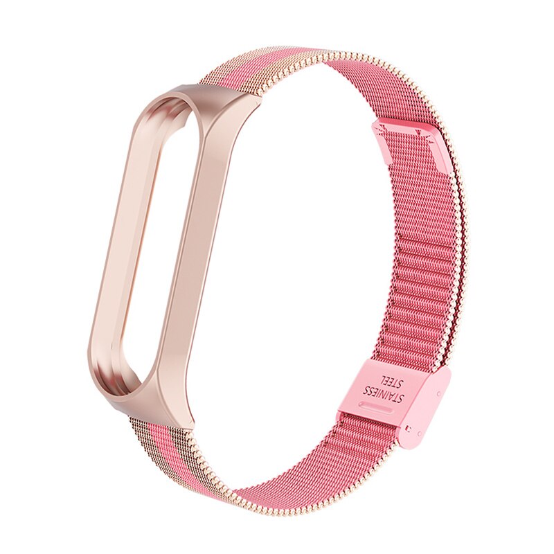 Pulsera inteligente para Xiaomi mi Band 3 4 mi Band 4 3 correa de Metal de acero inoxidable Z2: Pink Gold / For mi band 3