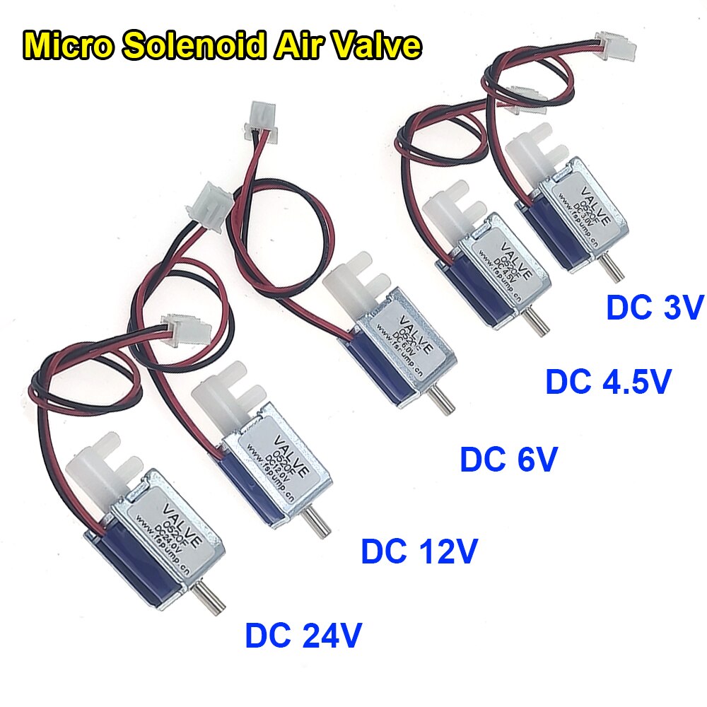 Mini válvula solenoide electromagnética DC 3V/4,5 V/ 6V/ 12V/ 24V, Control de flujo desanimado, válvula de aire Micro de 2 posiciones Y 3 vías
