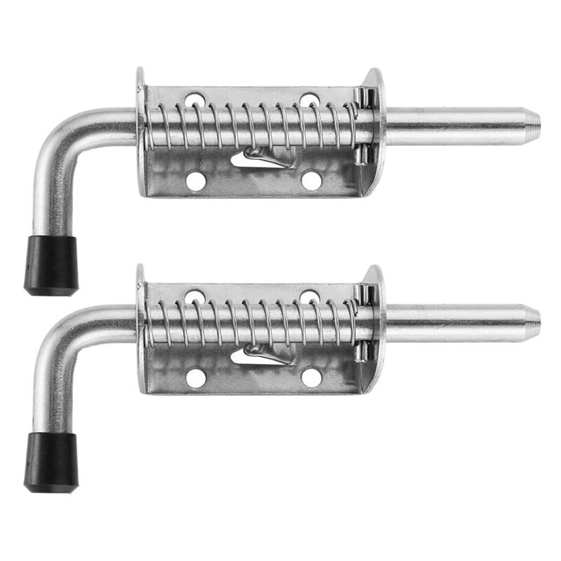 Pasador de cierre con resorte de acero inoxidable, 2 uds., 5 pulgadas, Perno de barril, cerradura de puerta gruesa cepillada de 2mm: Default Title