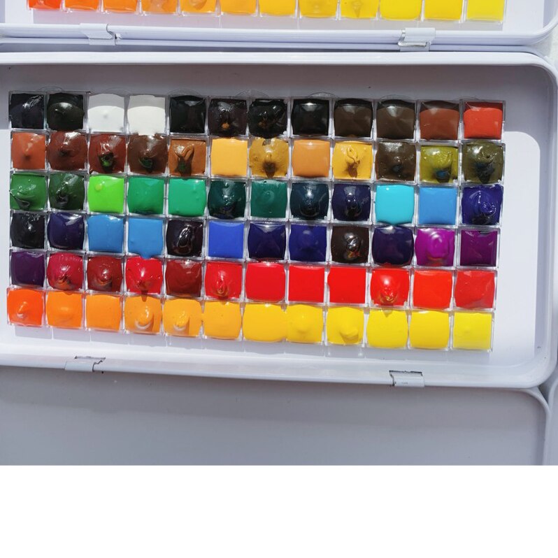 70 colors Mini Watercolor Painting Watercolour Sub-Package 0.5ml/1ml Mini-Suit pigments iron box packaging: 70 colors 0.4ml